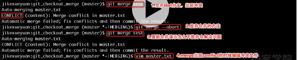 git merge 出现冲突怎么解决